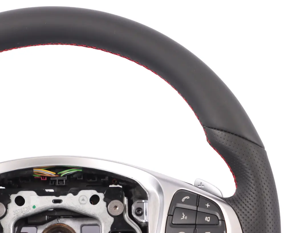 Steering Wheel Mercedes W205 C253 NEW Black Leather Red Threads Paddle Shift