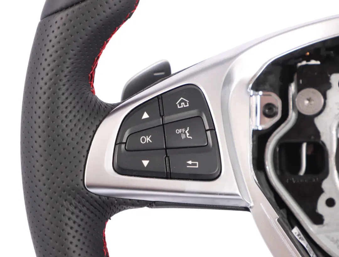 Steering Wheel Mercedes W205 C253 NEW Black Leather Red Threads Paddle Shift