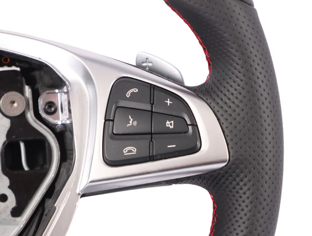 Steering Wheel Mercedes W205 C253 NEW Black Leather Red Threads Paddle Shift