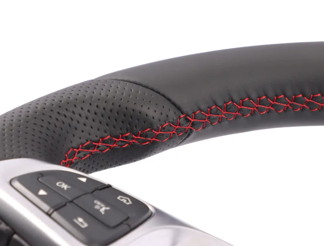 Steering Wheel Mercedes W205 C253 NEW Black Leather Red Threads Paddle Shift