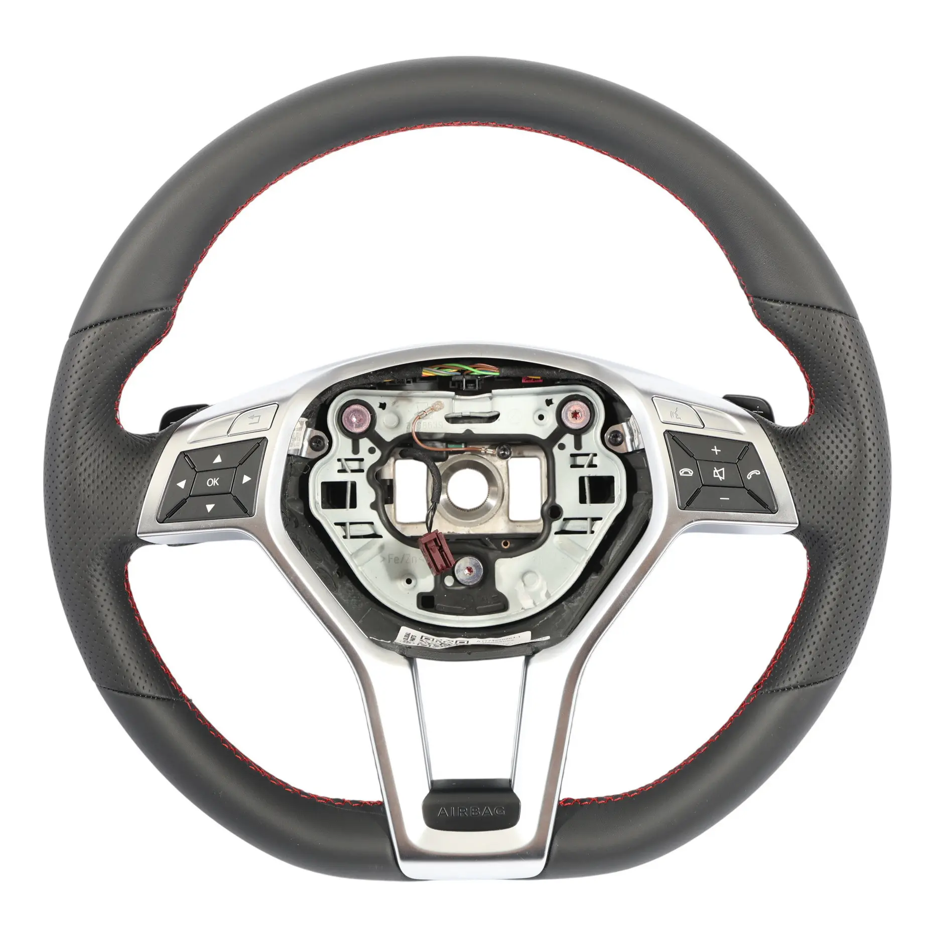 Mercedes SLK R172 Steering Wheel NEW Black Leather Paddle Shift Red Threads