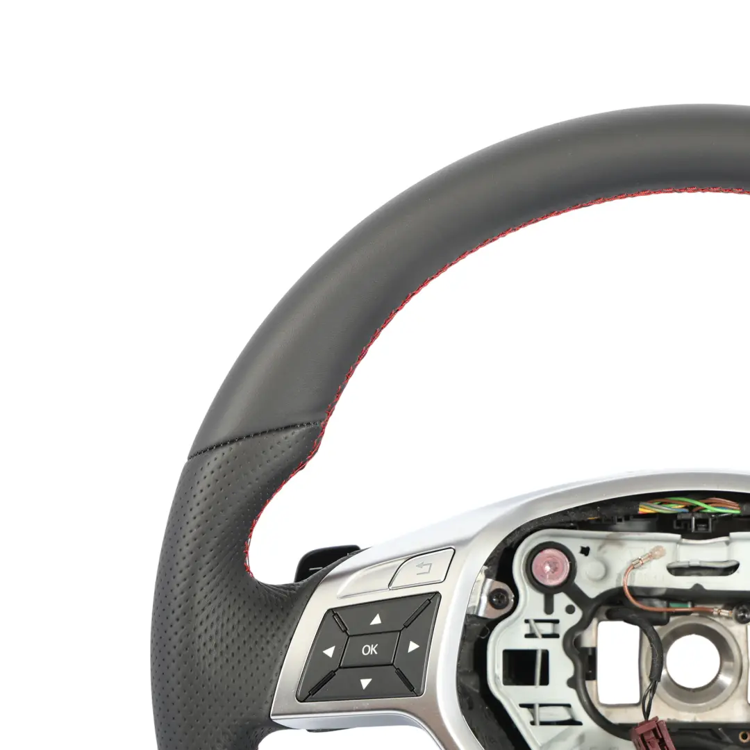 Mercedes SLK R172 Steering Wheel NEW Black Leather Paddle Shift Red Threads