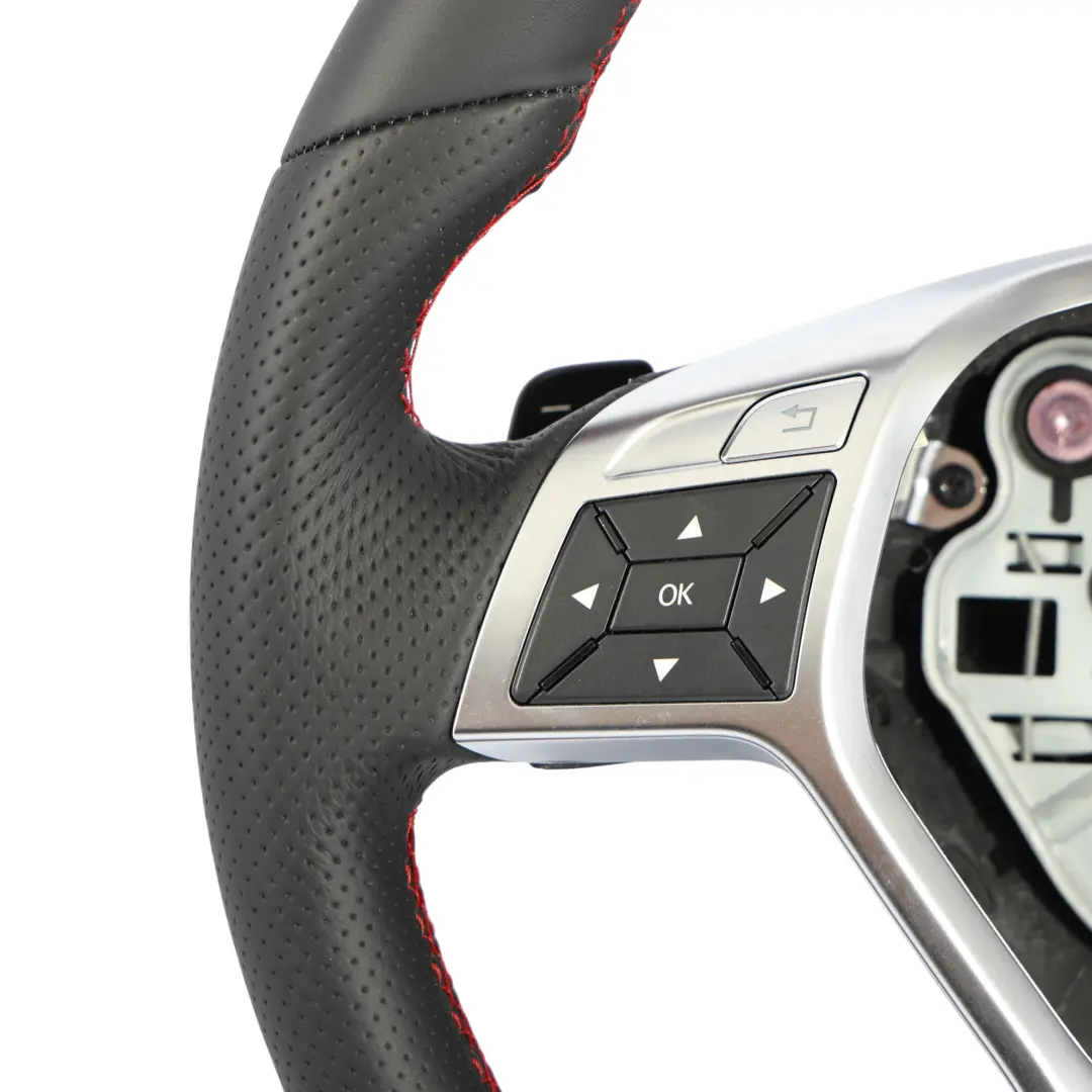 Mercedes SLK R172 Steering Wheel NEW Black Leather Paddle Shift Red Threads
