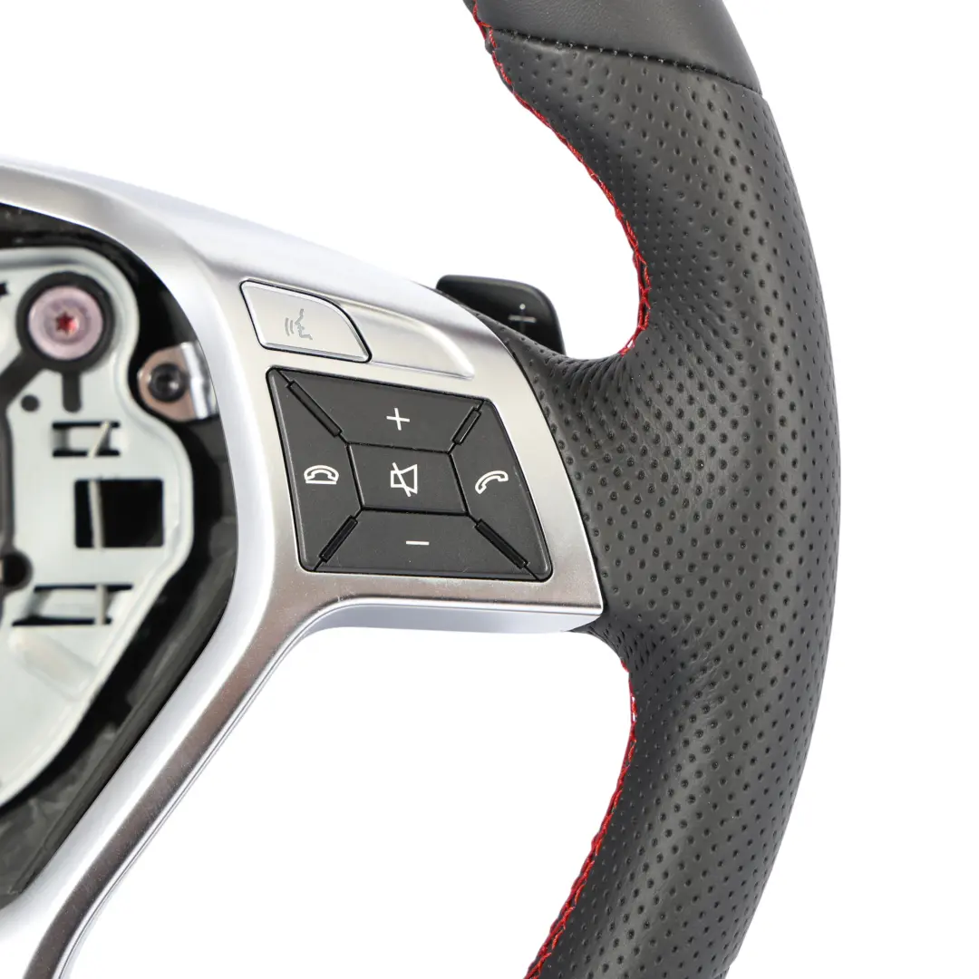 Mercedes SLK R172 Steering Wheel NEW Black Leather Paddle Shift Red Threads