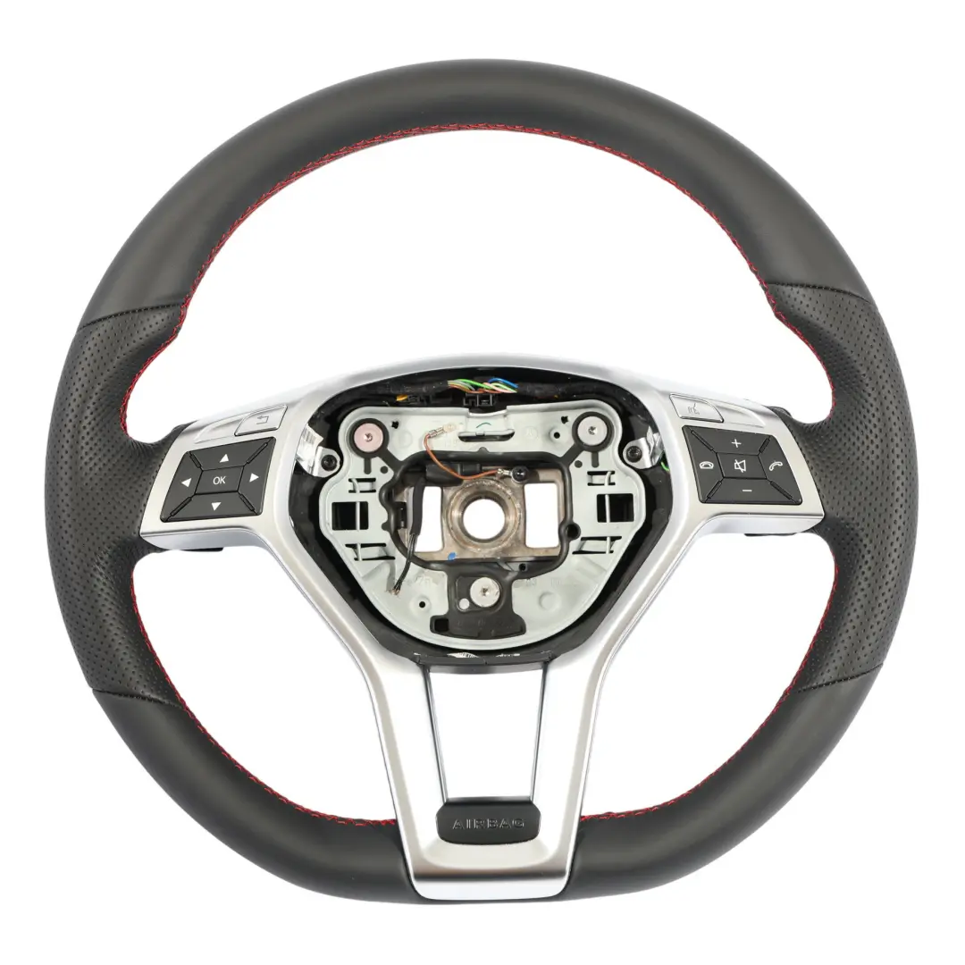 Mercedes SLK R172 Steering Wheel NEW Black Leather Paddle Shift Red Threads