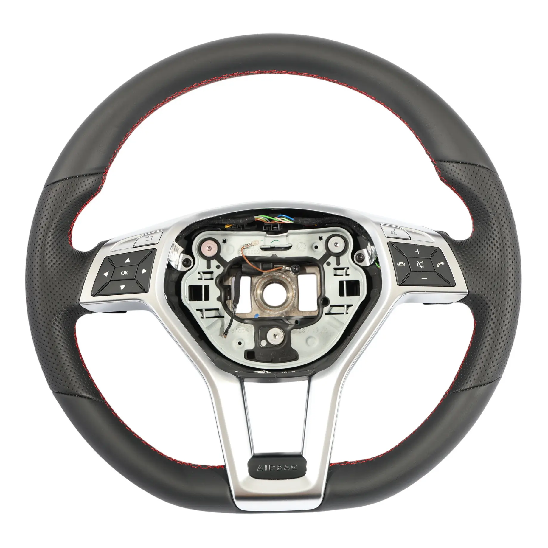 Mercedes SLK R172 Steering Wheel NEW Black Leather Paddle Shift Red Threads