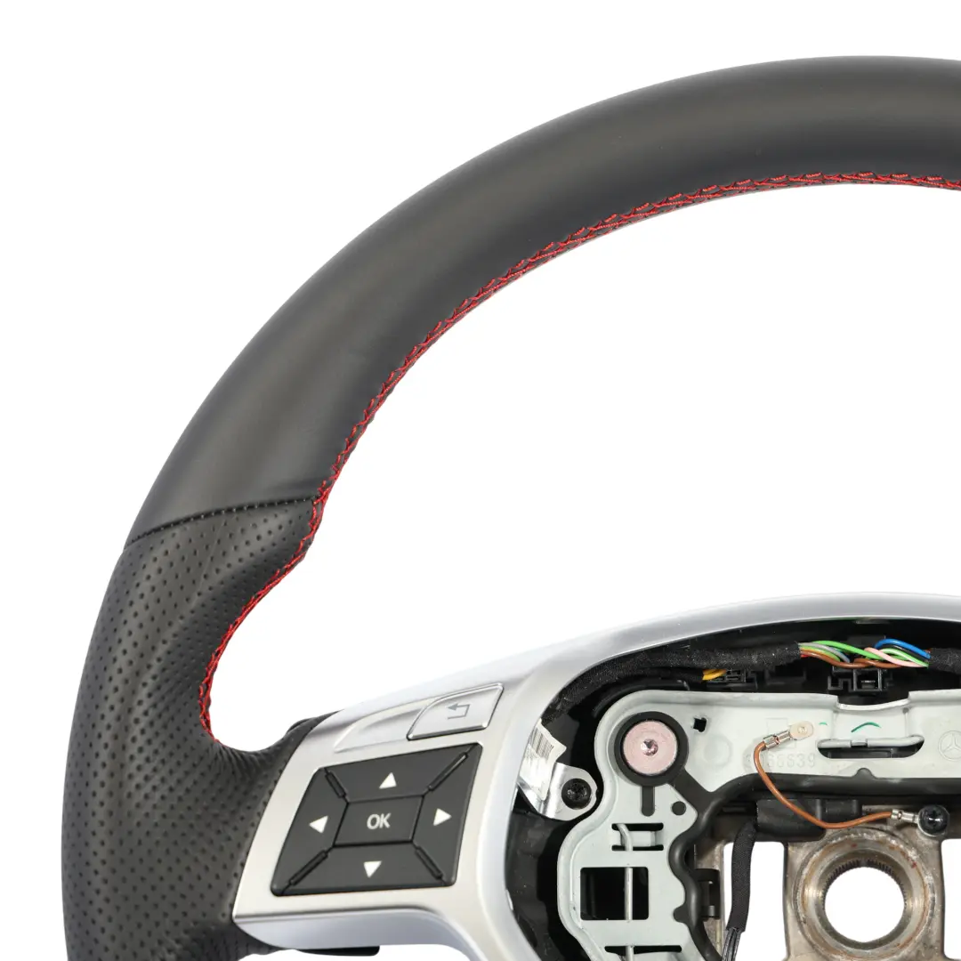 Mercedes SLK R172 Steering Wheel NEW Black Leather Paddle Shift Red Threads