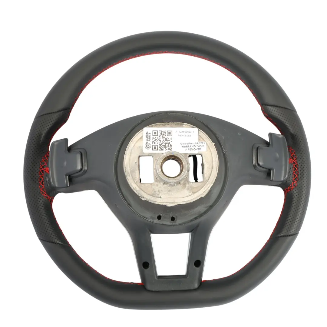 Mercedes SLK R172 Steering Wheel NEW Black Leather Paddle Shift Red Threads