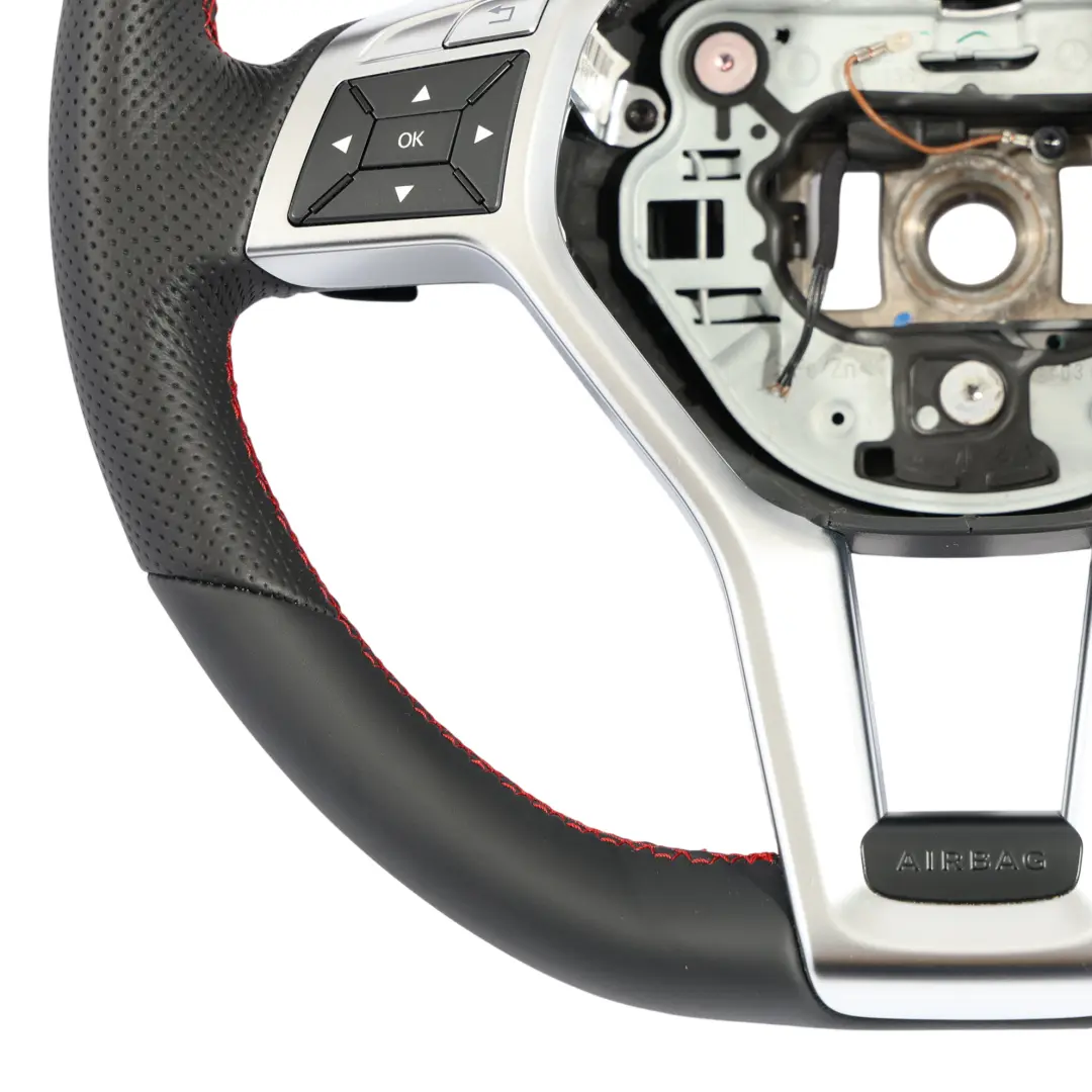 Mercedes SLK R172 Steering Wheel NEW Black Leather Paddle Shift Red Threads
