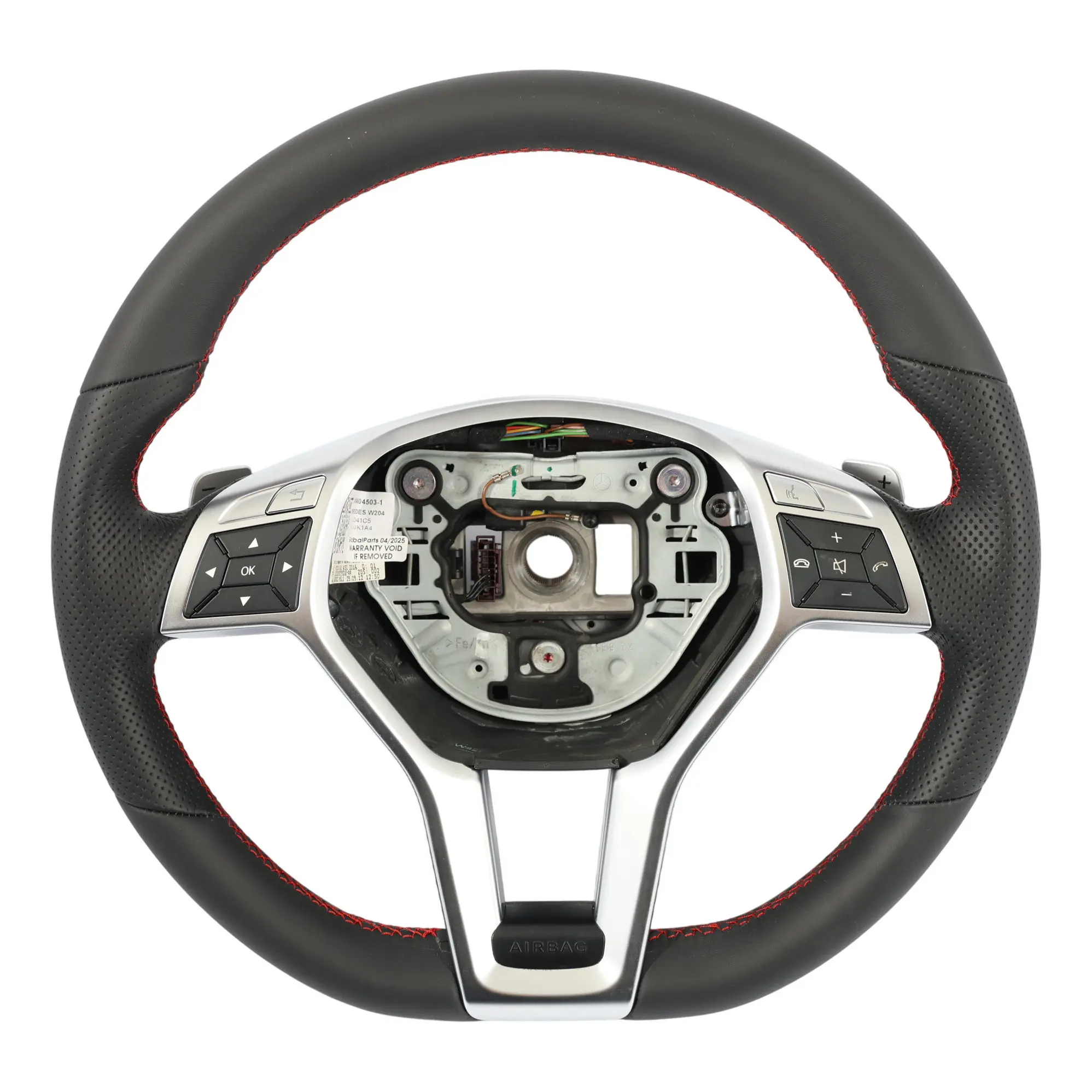 Mercedes W204 NEW Black Leather Sport Steering Wheel Paddle Shift Red Threads