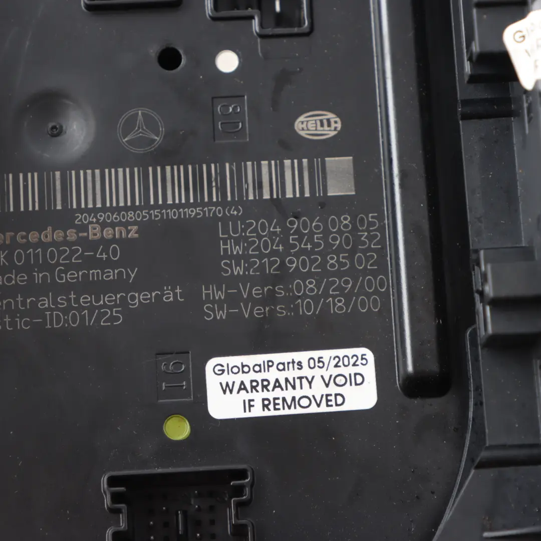 SAM Control Module Unit Fuse Box Mercedes S204 Estate Rear - SKU A2049060805-1 - Part number A2049060805