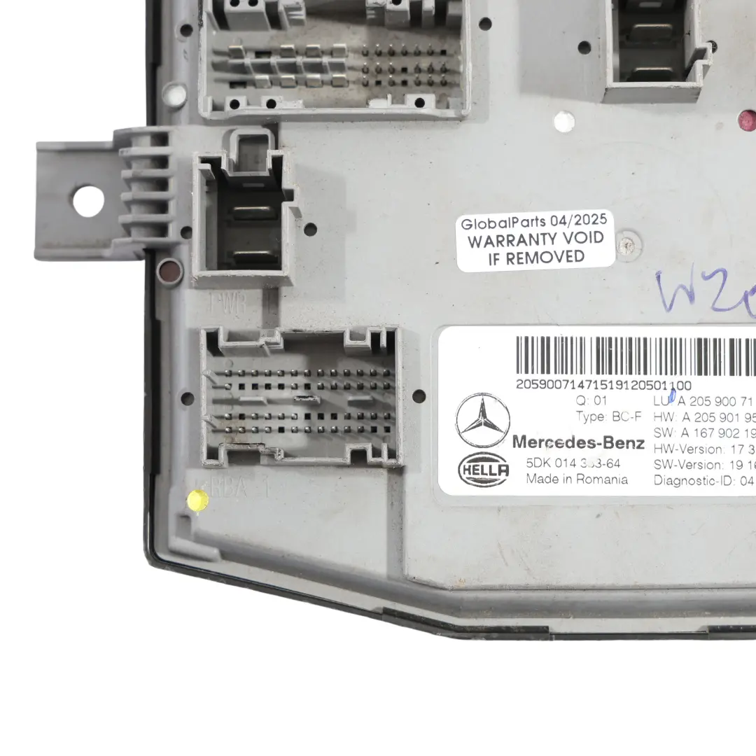 Mercedes C205 Control Body Comfort Module Unit ECU A2059007147