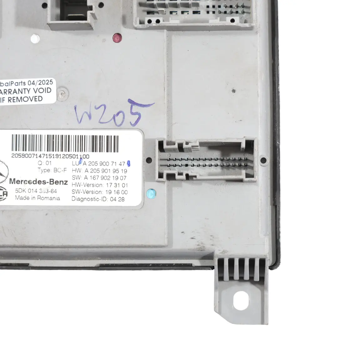 Mercedes C205 Control Body Comfort Module Unit ECU A2059007147