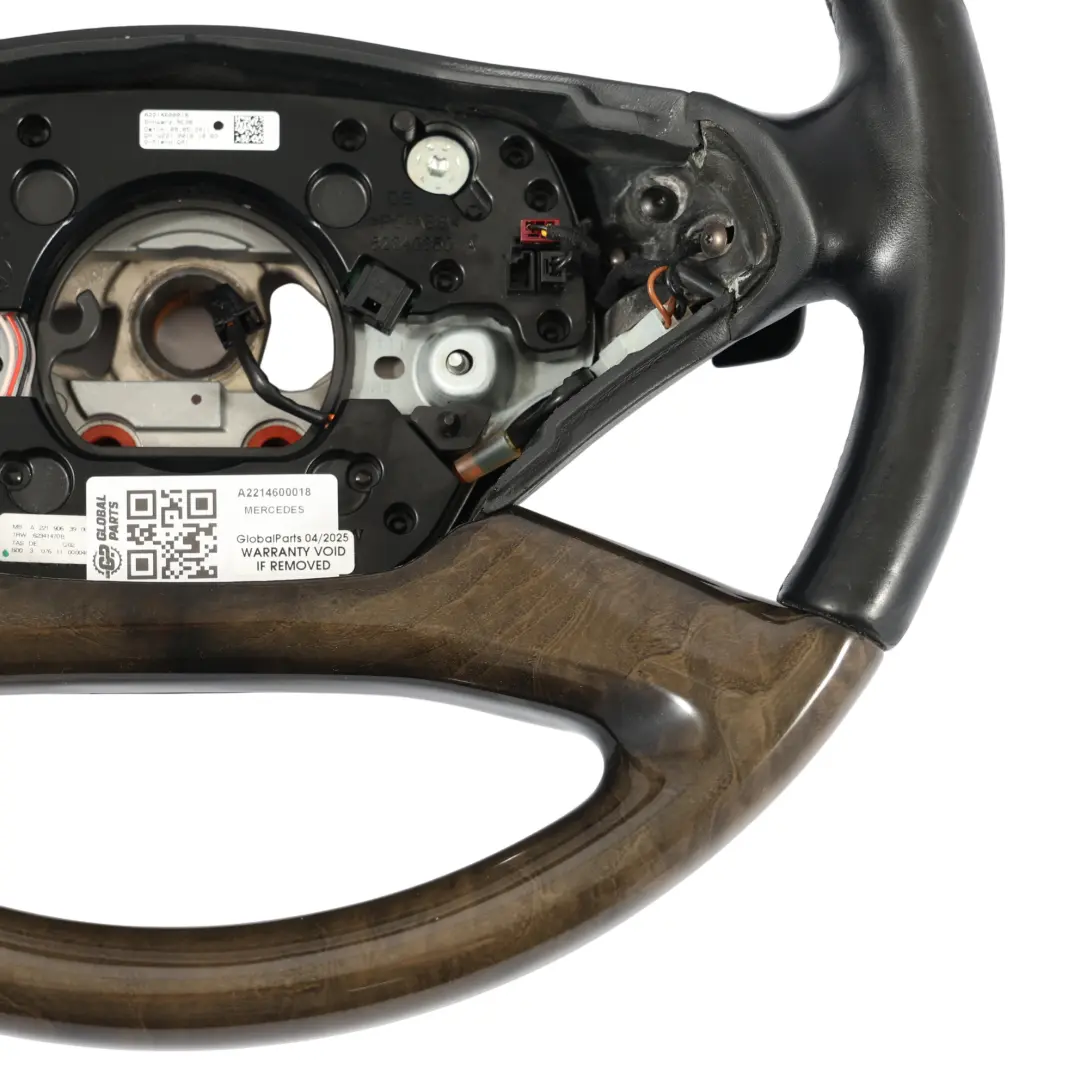 Mercedes CL C216 W221 Black Leather Steering Wheel Wood Ash Black A2214600018