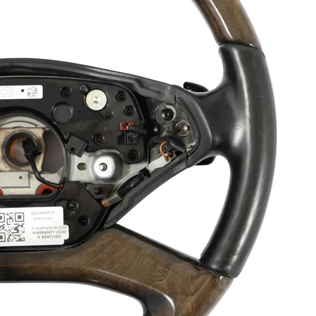 Mercedes CL C216 W221 Black Leather Steering Wheel Wood Ash Black A2214600018