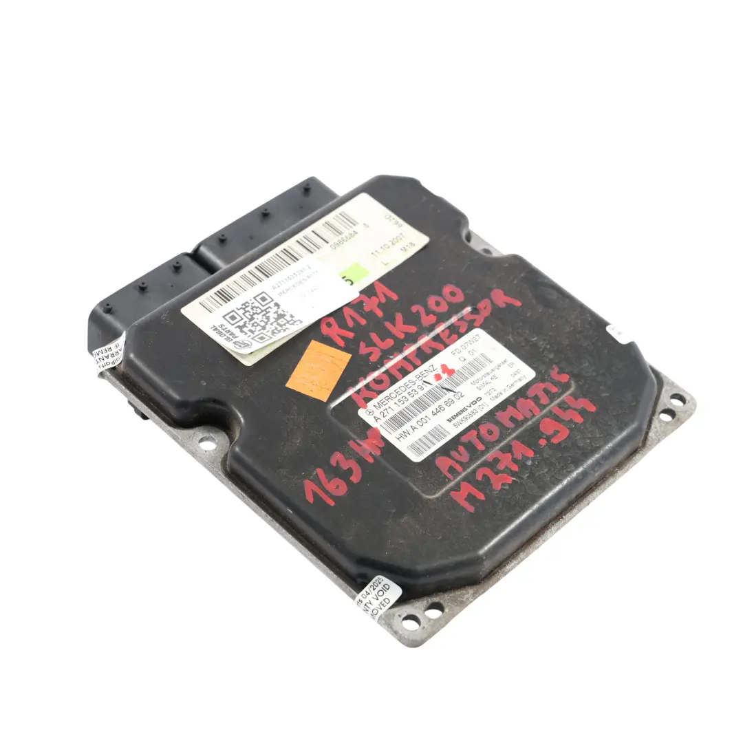 Mercedes R171 SLK 200K 184HP M271.944 Engine ECU Kit A2711535391 Key Lock