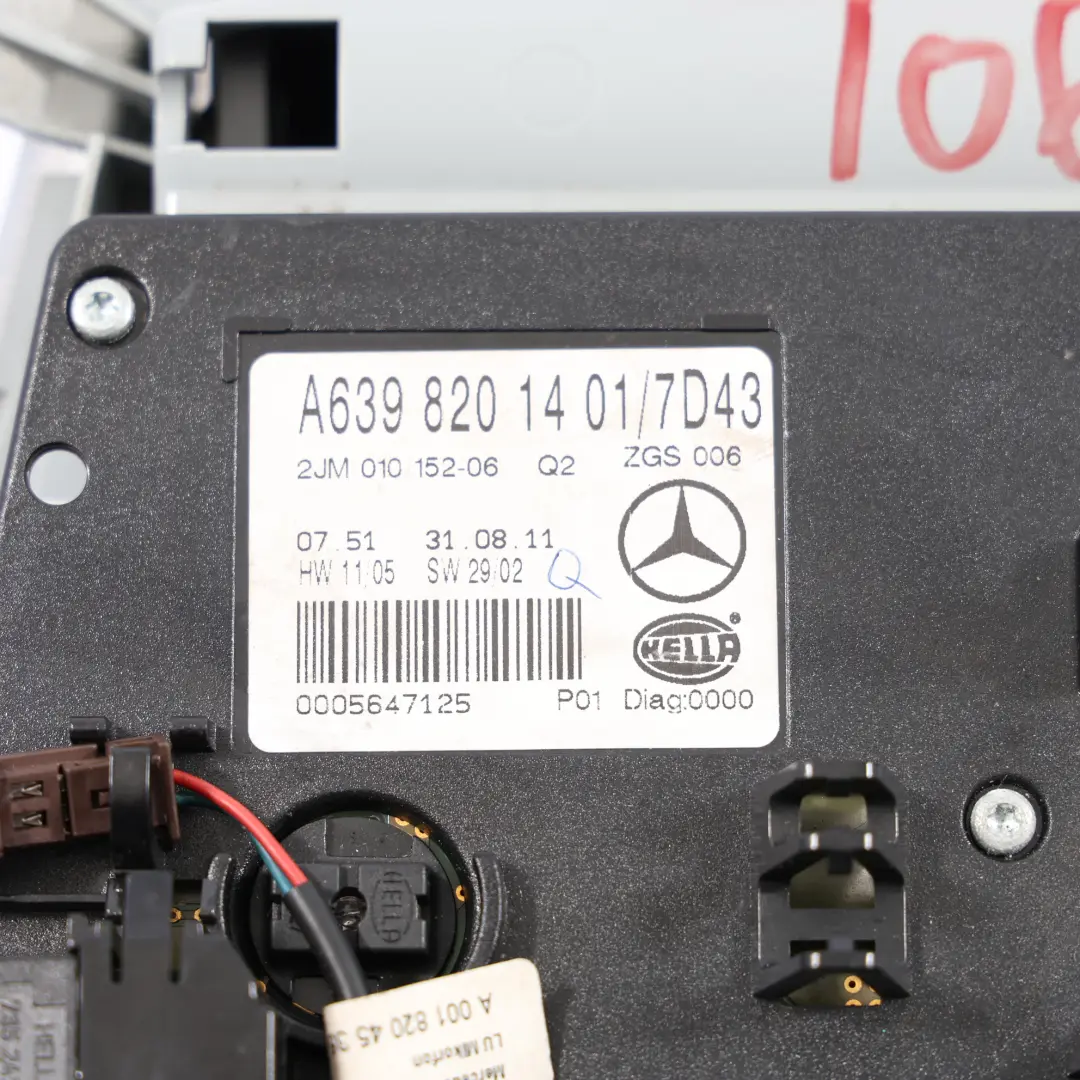 Mercedes Vito W639 Roof Light Interior Front Lamp Switch Panel Grey A6398201401