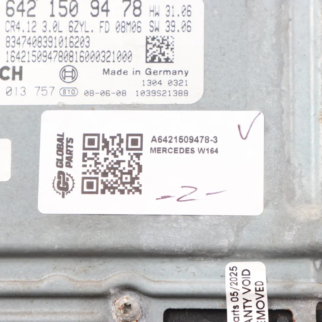 Mercedes ML320 W164 4Matic OM642.940 Engine ECU Kit Ignition + Key A6421509478
