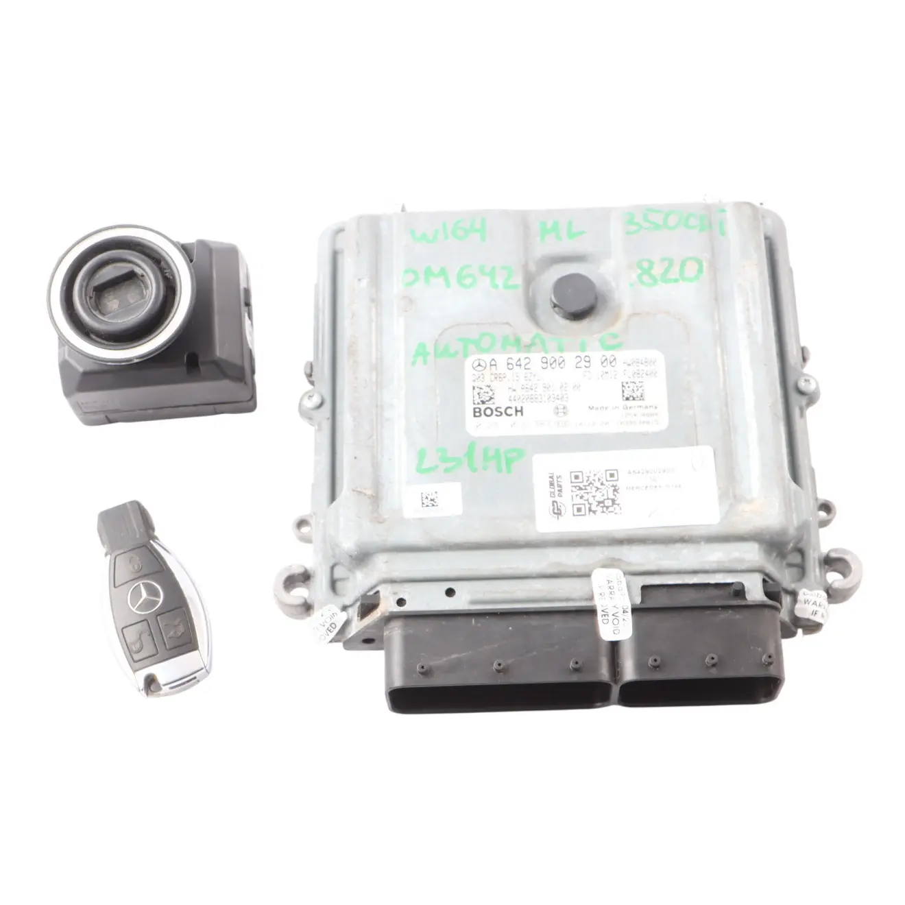 Mercedes W164 ML350 CDI 642.820 231HP Engine ECU Kit A6429002900 Ignition + Key