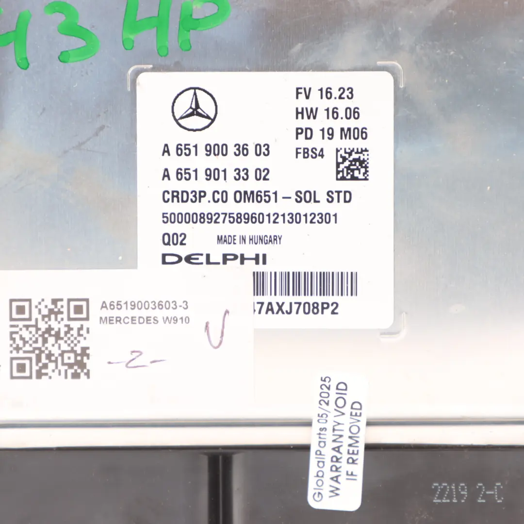 Mercedes Sprinter W910 314 CDI OM651.958 143HP Engine ECU Kit A6519003603 Manual
