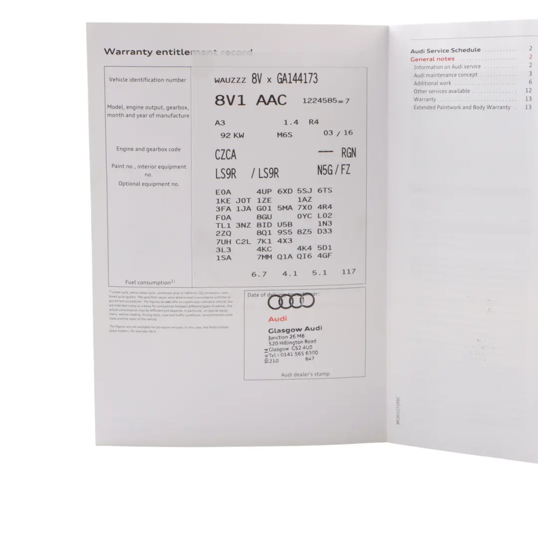 Audi A3 S3 RS3 8V Owner's Manual Service Booklet Book Set Pouch Case Wallet