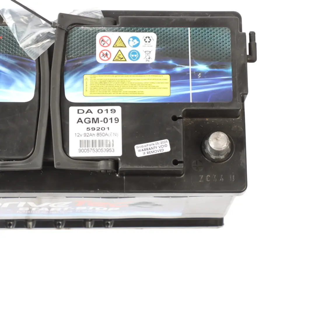 DriveTec AGM Start-Stop 12V Accumulator Battery 92Ah 850A DA019