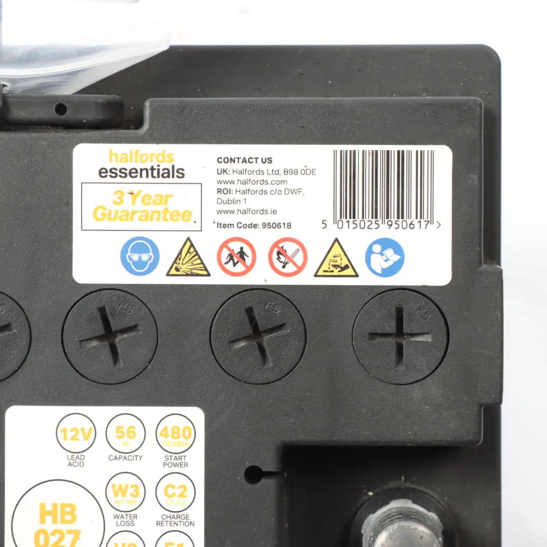 Halfords Essentials 12V Lead Acid Car Accumulator Battery 56Ah 480A HB027