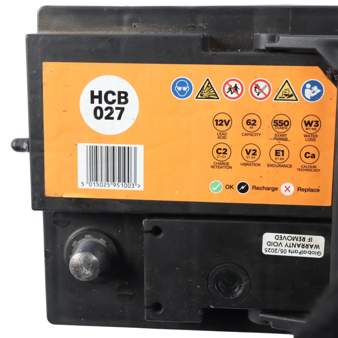 Halfords 12V Calcium Accumulator Battery Electrical Unit 62Ah 550A HCB027