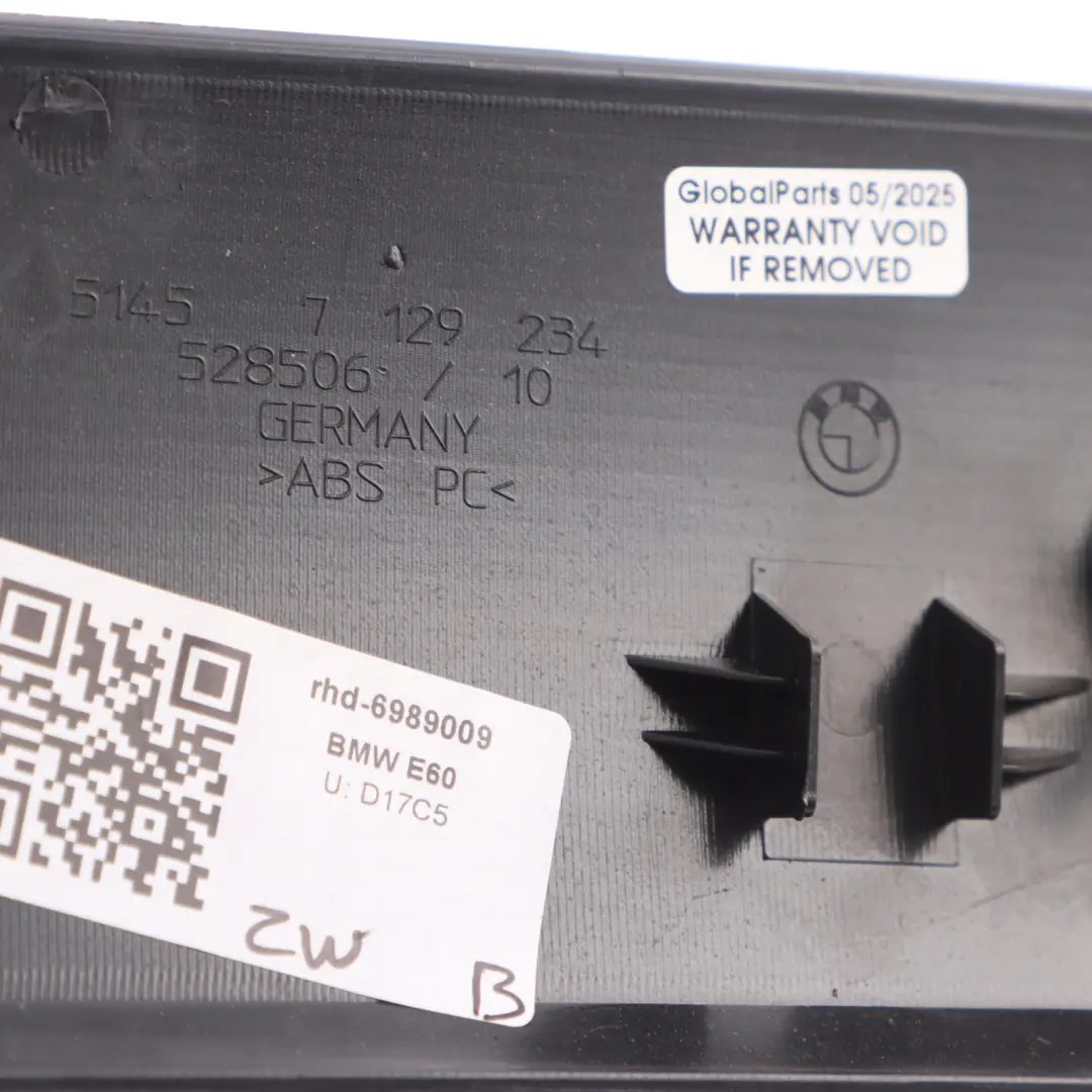 BMW E60 E61 Interior Strip Cover Trim Dash Left N/S Diamond Black 6989009