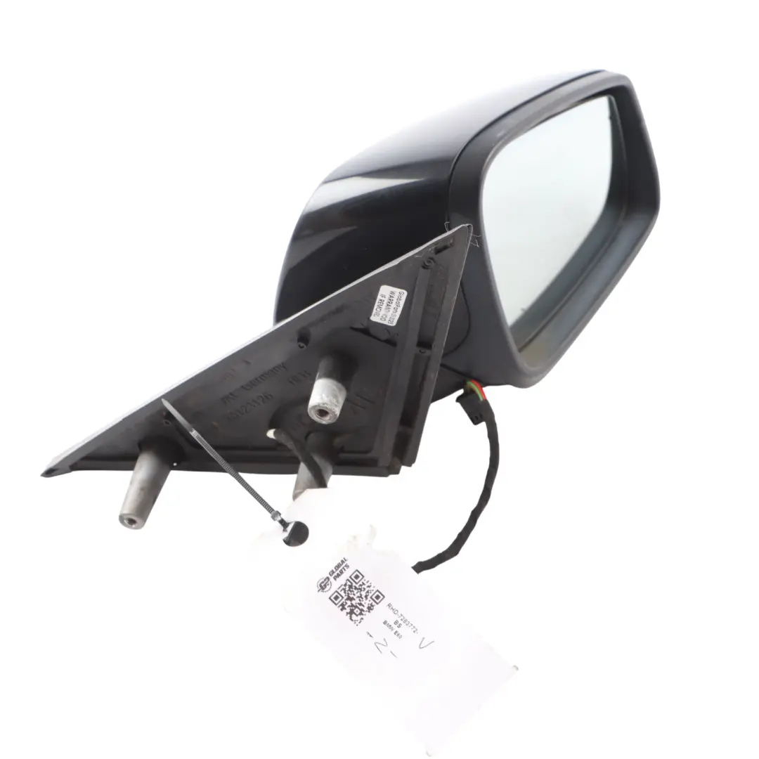 Door Wing Mirror BMW E60 E61 LCI Heated Auto Dip Right O/S Black Sapphire - 475