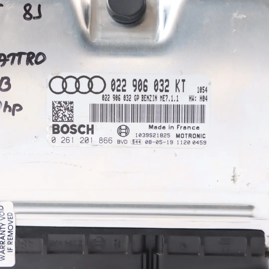 BUB Quattro 250HP Engine Control Unit ECU Manual Audi TT 8J 3.2 FSI - SKU 022906032KT - Part number 022906032KT