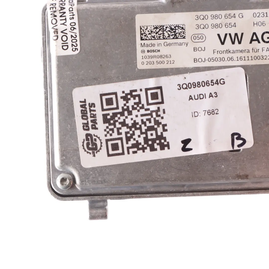 Windscreen Windshield Front Camera Driver Assistance Unit Audi A3 8V - SKU 3Q0980654G - Part number 3Q0980654G