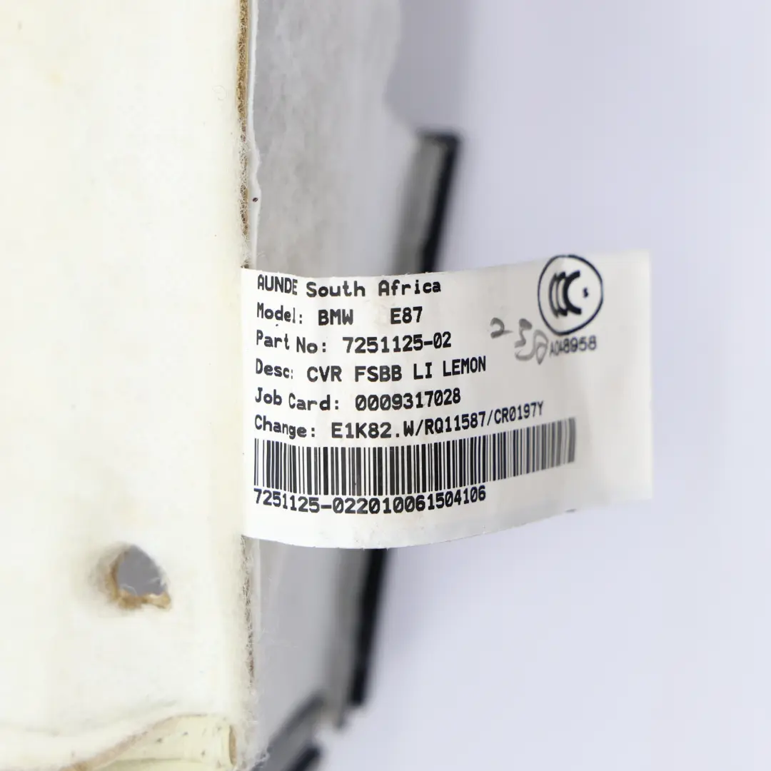 Backrest Front Left N/S Leather Boston Lemon BMW E87 LCI Seat - SKU 7251125 - Part number 7251125