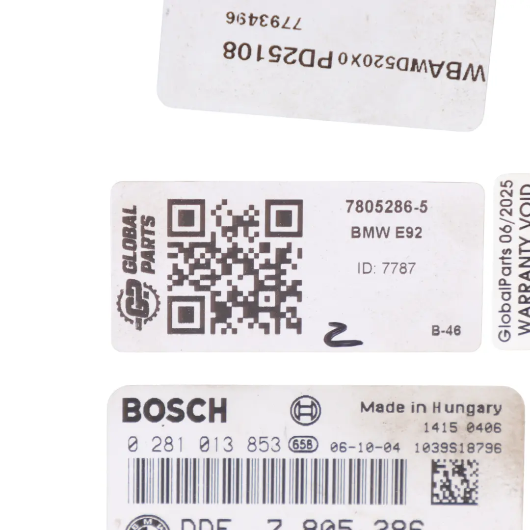 M57N2 231HP Engine Control Module ECU DDE Manual BMW E92 E93 Diesel 330d - SKU 7805286-5 - Part number 7805286