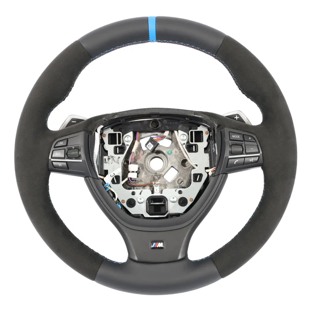 BMW F10 F11 F07 M Sport NUOVO volante in pelle nera Alcantara Cambio al volante