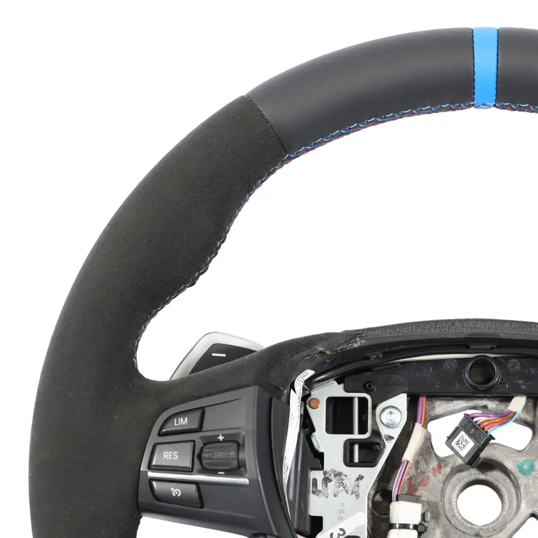 BMW F10 F11 F07 M Sport NUOVO volante in pelle nera Alcantara Cambio al volante