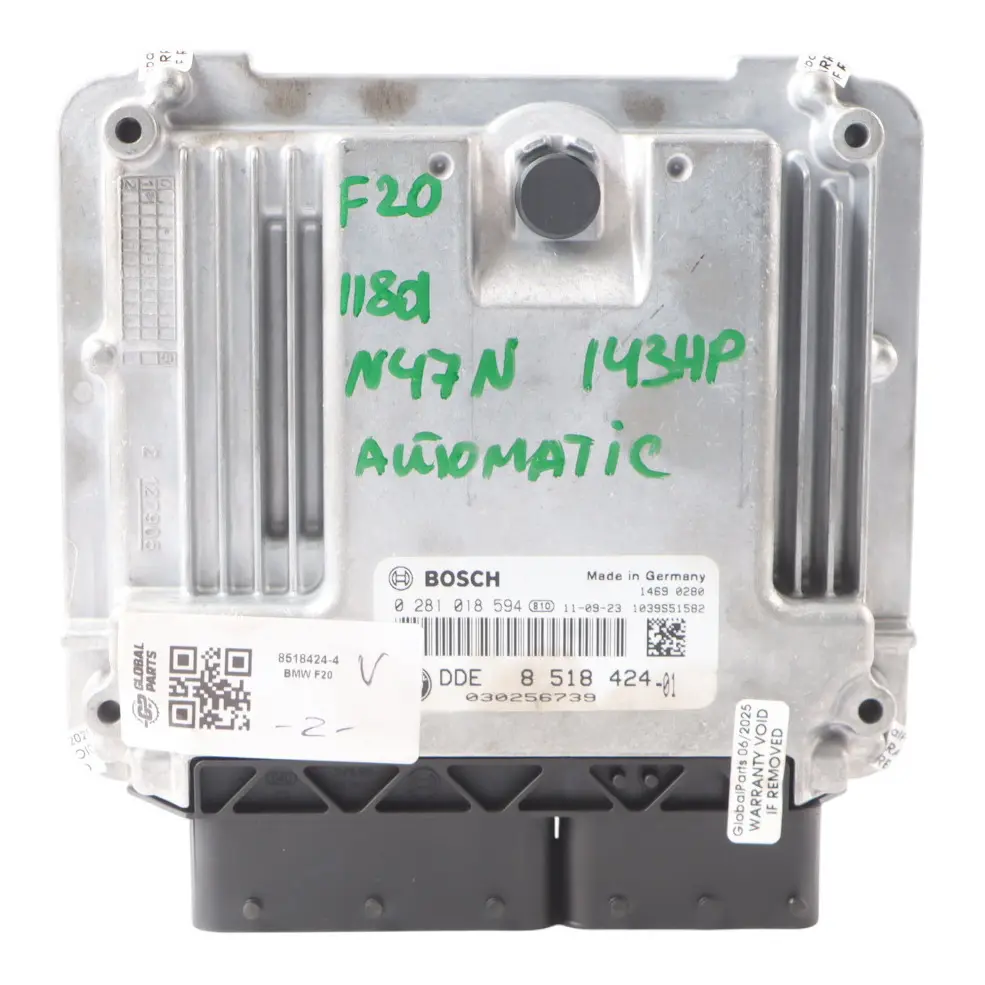 N47N 143HP Engine ECU Kit DDE Automatic BMW F20 F30 118d 318d - SKU 8518424-4 - Part number 8518424