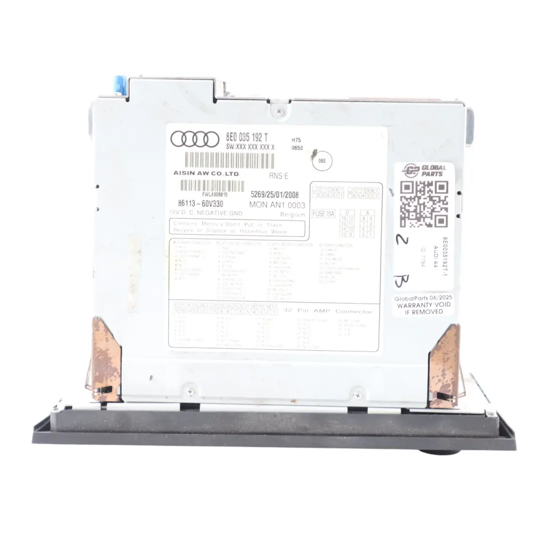 Sat Navi Stereo Radio Audio Head Unit CD Player Audi A4 B7 - SKU 8E0035192T-1 - Part number 8E0035192T
