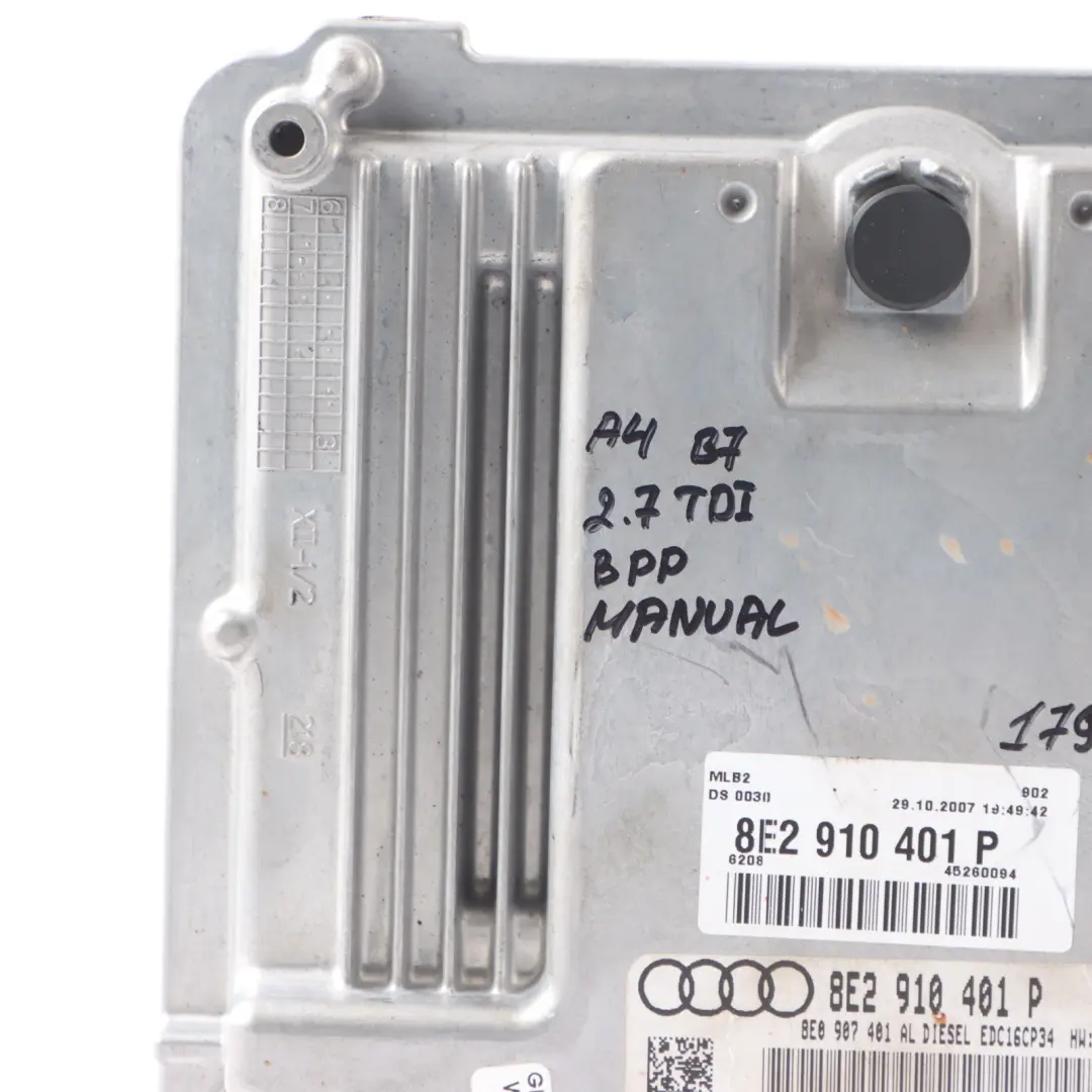 Audi A4 B7 2.7 TDI BPP 179HP Diesel Engine Unit Module ECU 8E2910401P Manual 