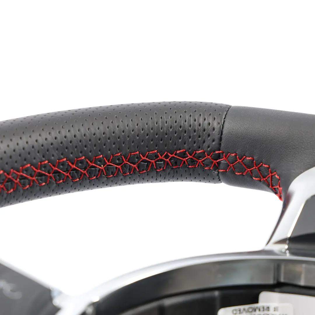 Audi TTS 8J Steering Wheel NEW Black Leather Flat Bottom Red Threads 8J0419091L