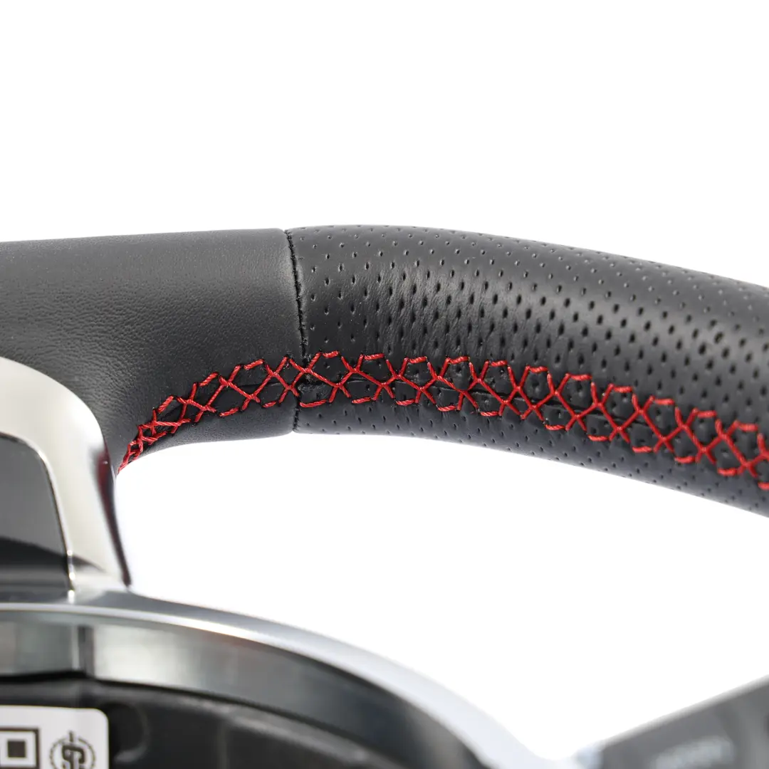 Audi TTS 8J Steering Wheel NEW Black Leather Flat Bottom Red Threads 8J0419091L