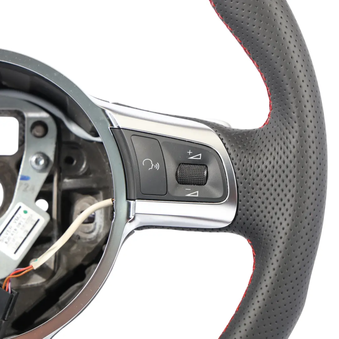 Audi TTS 8J Steering Wheel NEW Black Leather Flat Bottom Red Threads 8J0419091L