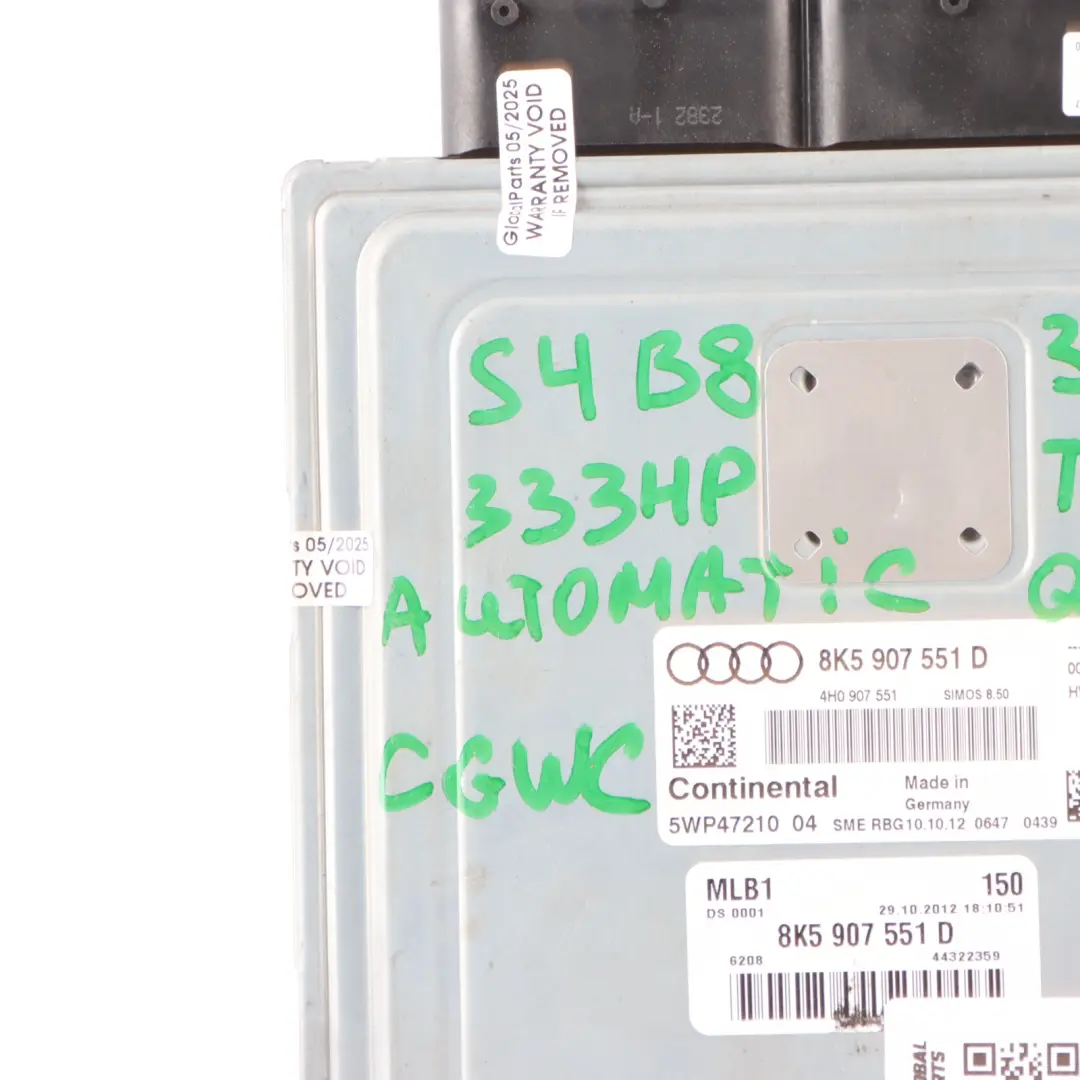 Audi S4 B8 3.0 TFSI CGWC Quattro 333HP Engine ECU 8K5907551D Automatic