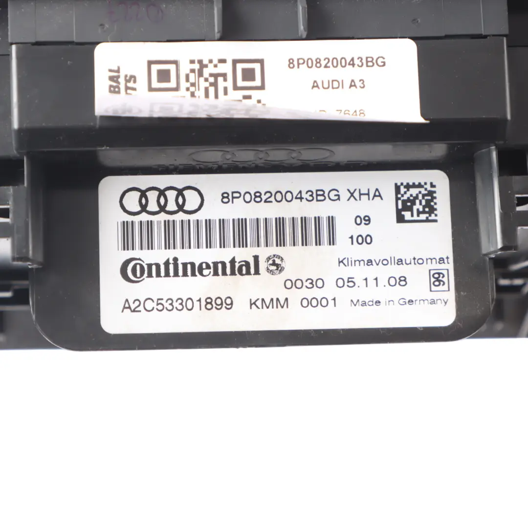 Dashboard Air Vent A/C Heater Climate Control Panel Audi A3 8P - SKU 8P0820043BG - Part number 8P0820043BG