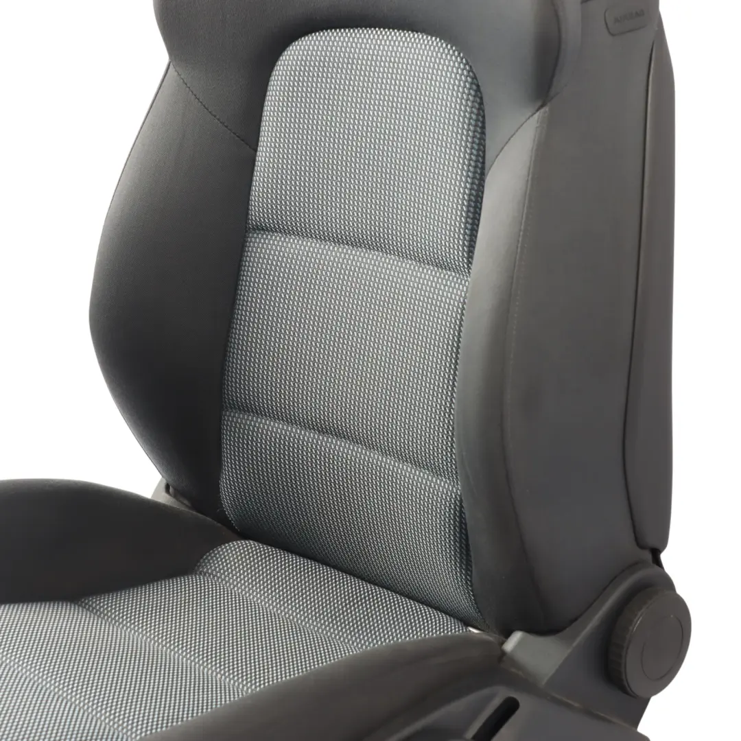 Audi A3 8P Front Seat Interior Seat Left N/S Cloth Fabric Black Silver