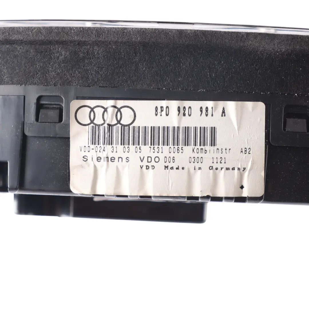 Instrument Cluster Diesel Speedo Clocks Meter Automatic Audi A3 8P - SKU RHD-8P0920981A - Part number 8P0920981A