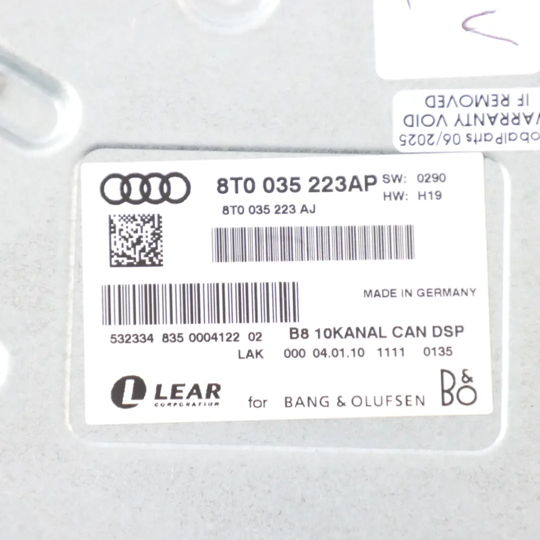 Audio Amplifier Audi A4 S4 B8 Sound Booster Control Unit Module  - SKU 8T0035223AP - Part number 8T0035223AP