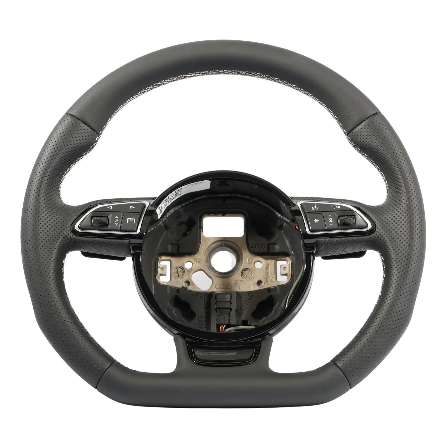 Audi A3 8V Volante NUEVO Cuero Negro Fondo Plano Hilos Blancos 8V0419091S