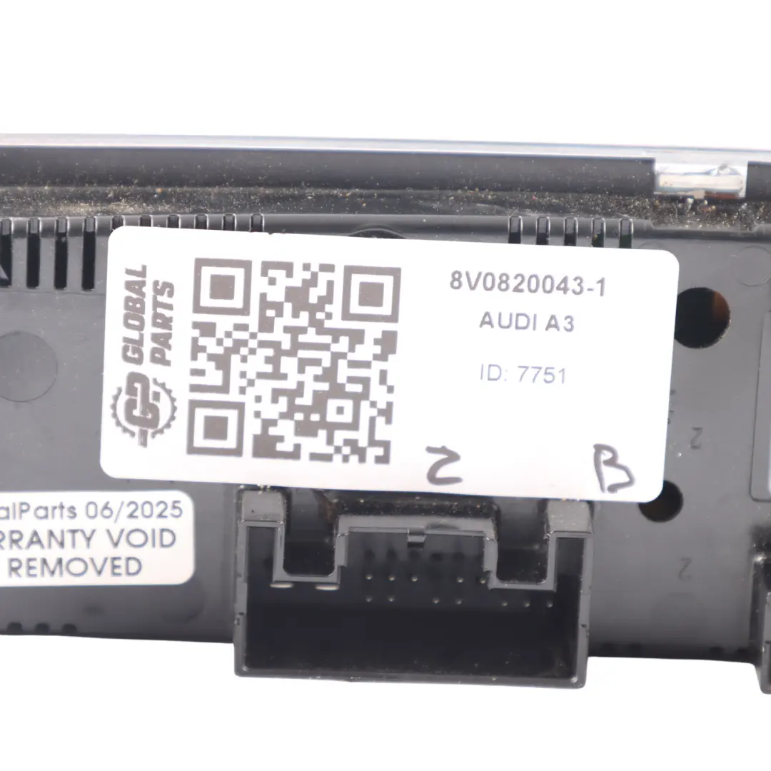 Conditioning Panel A/C Heater Blower Climate Control Q Audi A3 8V Air - SKU 8V0820043-1 - Part number 8V0820043
