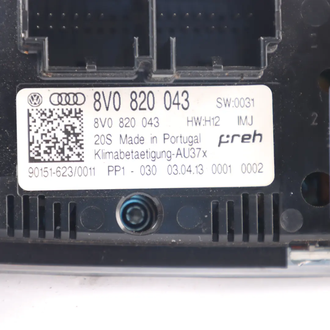 Conditioning Panel A/C Heater Blower Climate Control Q Audi A3 8V Air - SKU 8V0820043-1 - Part number 8V0820043